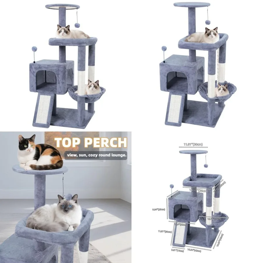 37.5" All-in-One Cat Tree Tower with Scratching Board and Posts Cozy Sleeping Perch Hammock and Toy Balls
37.5" All-in-One Cat Tree Tower with Scratching Board and Posts Cozy Sleeping Perch Hammock and Toy Balls