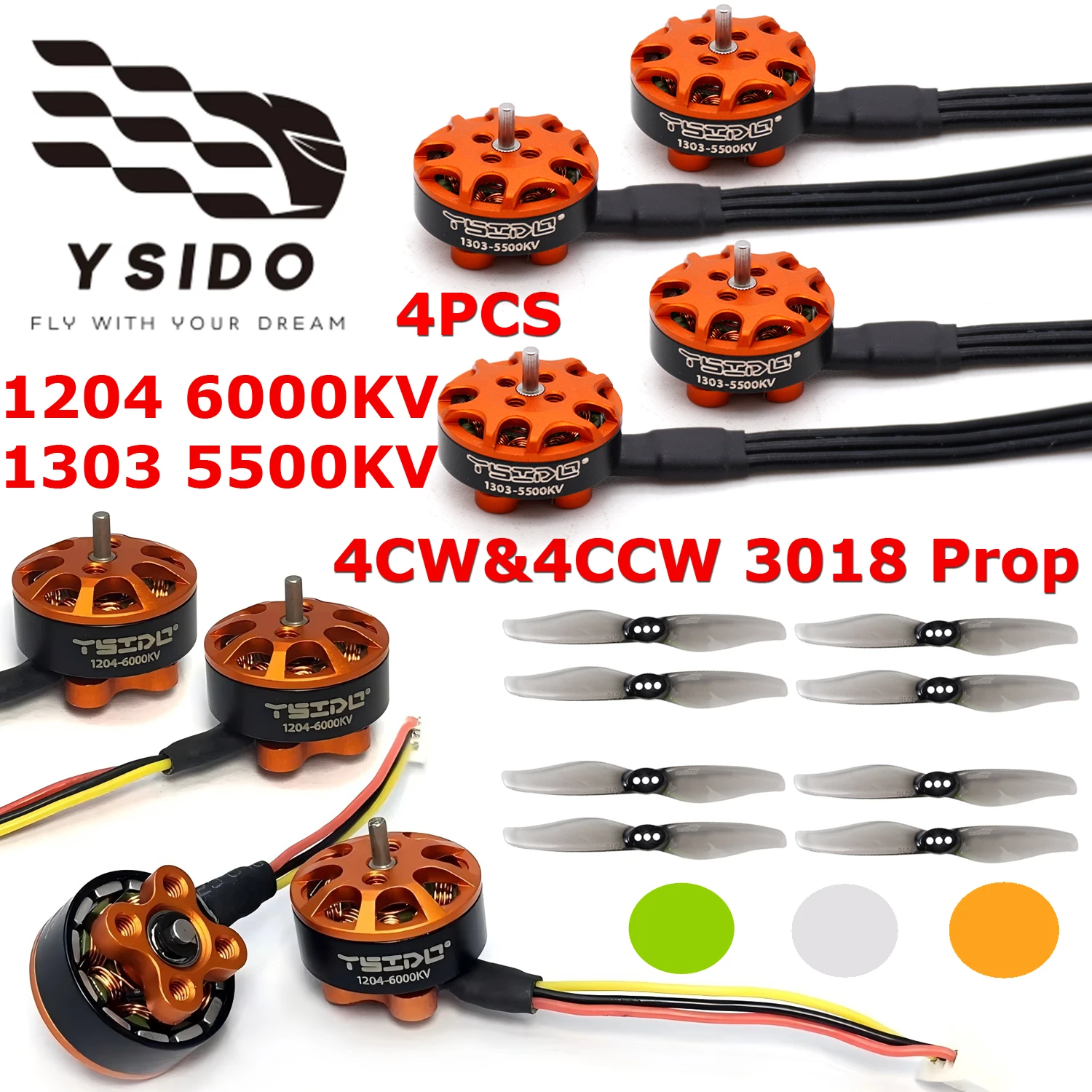YSIDO Brushless Motor EX1204 6000KV 1.5MM Shaft with Gemfan Hurricane Propeller 3018 3 Inch 4CW&4CCW for RC Drone Upgrade Parts
YSIDO Brushless Motor EX1204 6000KV 1.5MM Shaft with Gemfan Hurricane Propeller 3018 3 Inch 4CW&4CCW for RC Drone Upgrade Parts
