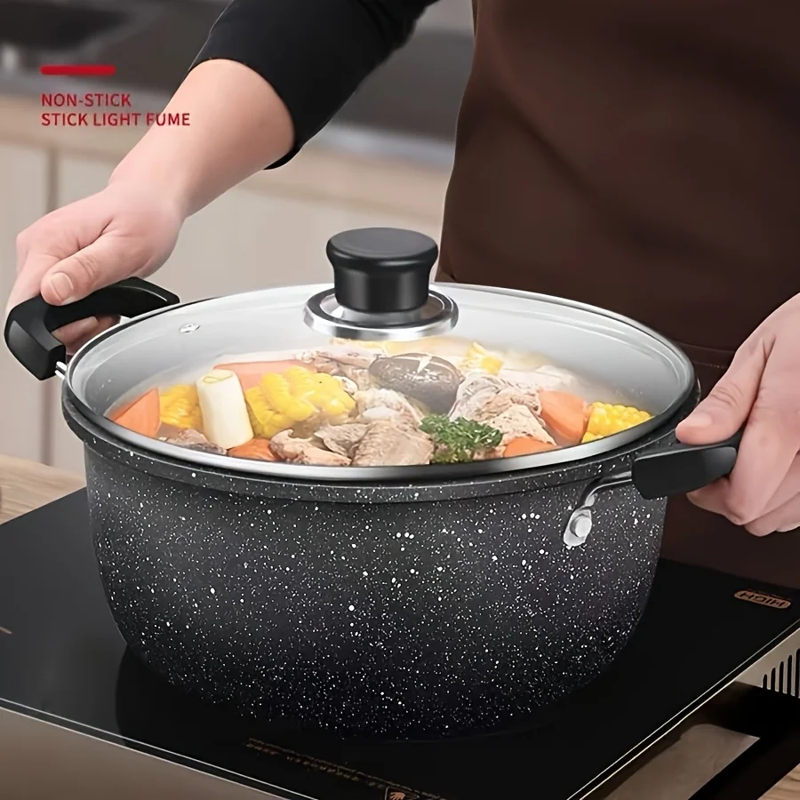 Multi Functional Non-Stick Cast Iron Soup Pot with Lid And Dual Handles - Large Capacity, Perfect for Stewing, Frying, And Drinking Soup, Compatible with Induction Cookers And Open Flames, Comes with a Spoon
Multi Functional Non-Stick Cast Iron Soup Pot with Lid And Dual Handles - Large Capacity, Perfect for Stewing, Frying, And Drinking Soup, Compatible with Induction Cookers And Open Flames, Comes with a Spoon