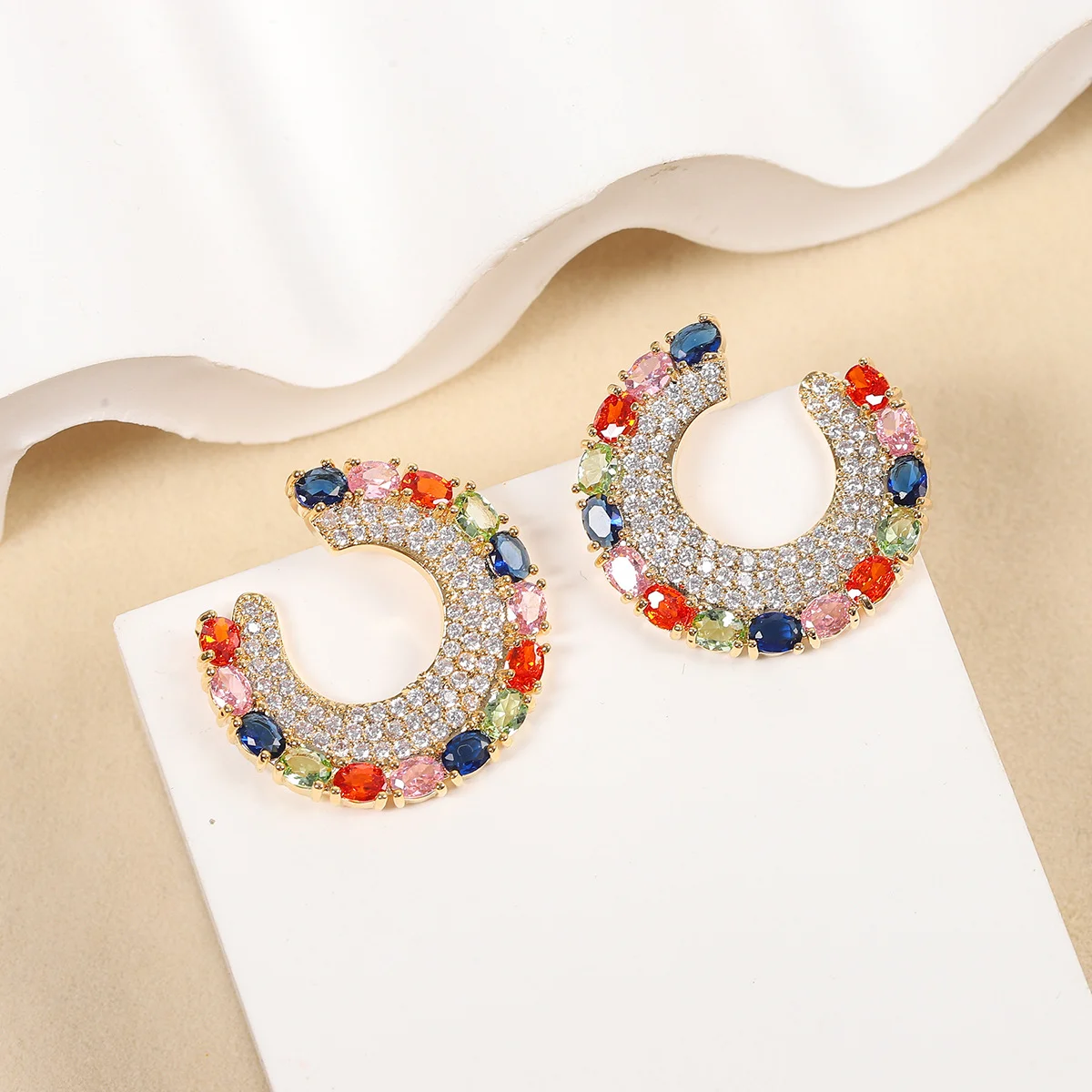 925 Silver Needle Luxury Multicolor Gemstone C-shape Stud Earrings, Elegant Party Statement Jewelry Gift for Women
925 Silver Needle Luxury Multicolor Gemstone C-shape Stud Earrings, Elegant Party Statement Jewelry Gift for Women