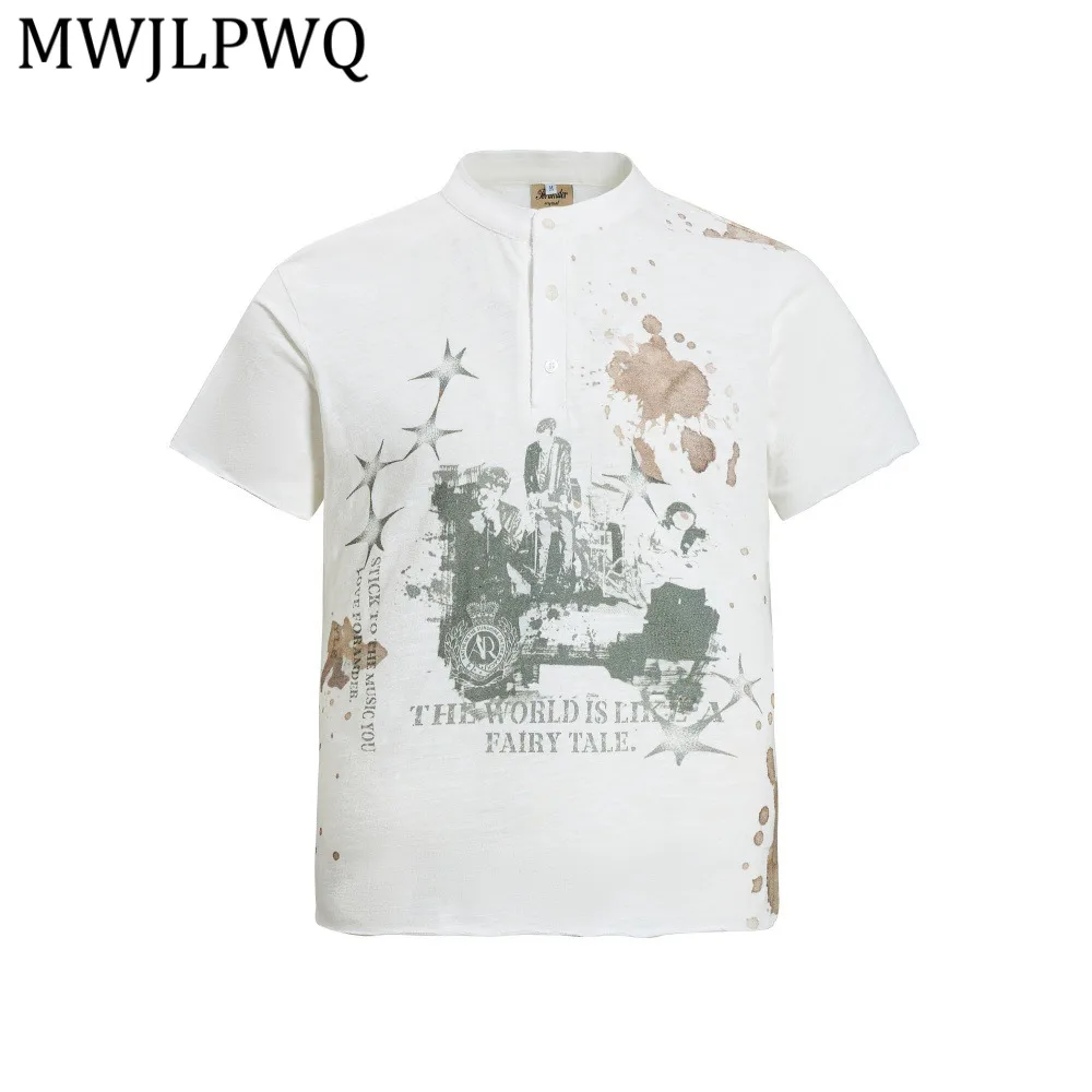 MWJLPWQ American-Style Printed Short-Sleeve T-Shirt For Men Splatter Paint Niche Loose Fit Half-Button Round Neck Tops 15248
MWJLPWQ American-Style Printed Short-Sleeve T-Shirt For Men Splatter Paint Niche Loose Fit Half-Button Round Neck Tops 15248