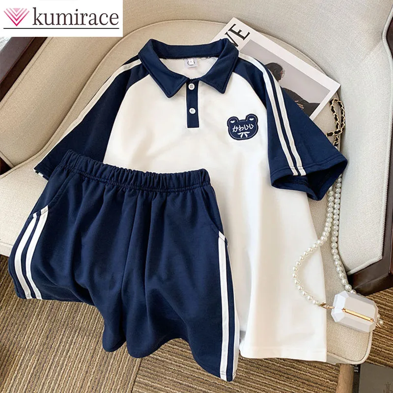 Polo Collar Short Sleeved Casual Sports Suit for Summer Female Students, Loose and Stylish Two-piece Set Juicy Couture Tracksuit
Polo Collar Short Sleeved Casual Sports Suit for Summer Female Students, Loose and Stylish Two-piece Set Juicy Couture Tracksuit