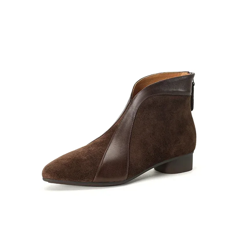 Spring and autumn round toe nubuck stitching leather rear zipper comfortable thick heel versatile women's boots
Spring and autumn round toe nubuck stitching leather rear zipper comfortable thick heel versatile women's boots