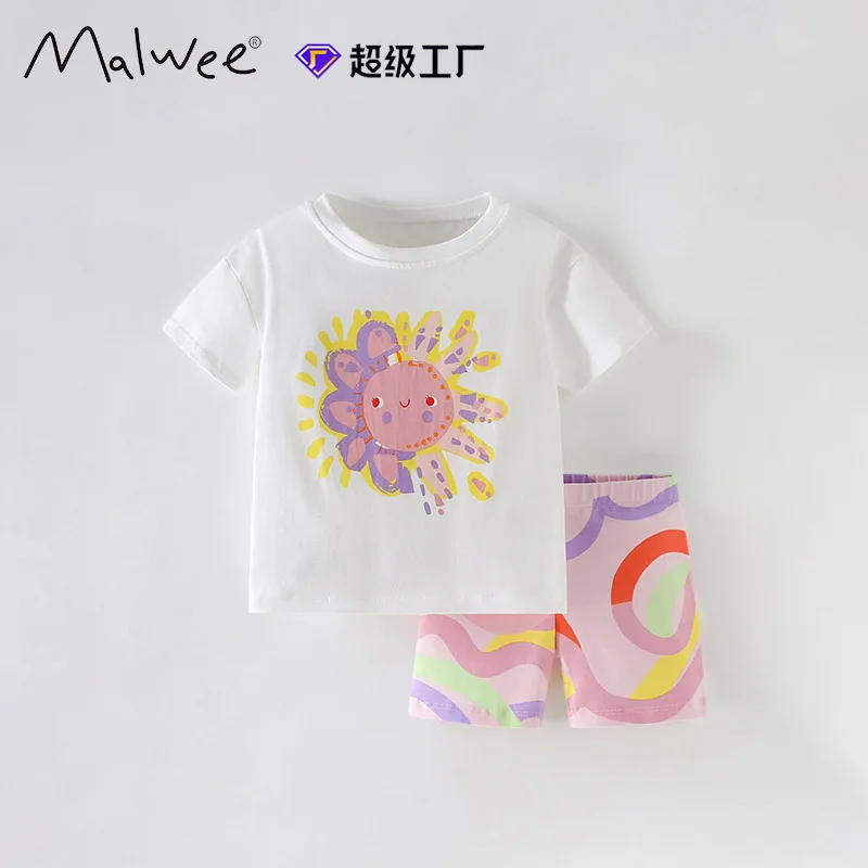 Girls' suit summer new European, American medium and small children's foreign style round neck short-sleeved casual suit
Girls' suit summer new European, American medium and small children's foreign style round neck short-sleeved casual suit