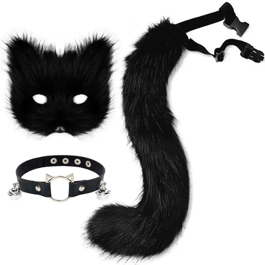 Faux Fur Fox Mask Wolf Cat Fluffy Tail and Leather Necklace Set Halloween Party Cosplay Costume Accessory
Faux Fur Fox Mask Wolf Cat Fluffy Tail and Leather Necklace Set Halloween Party Cosplay Costume Accessory