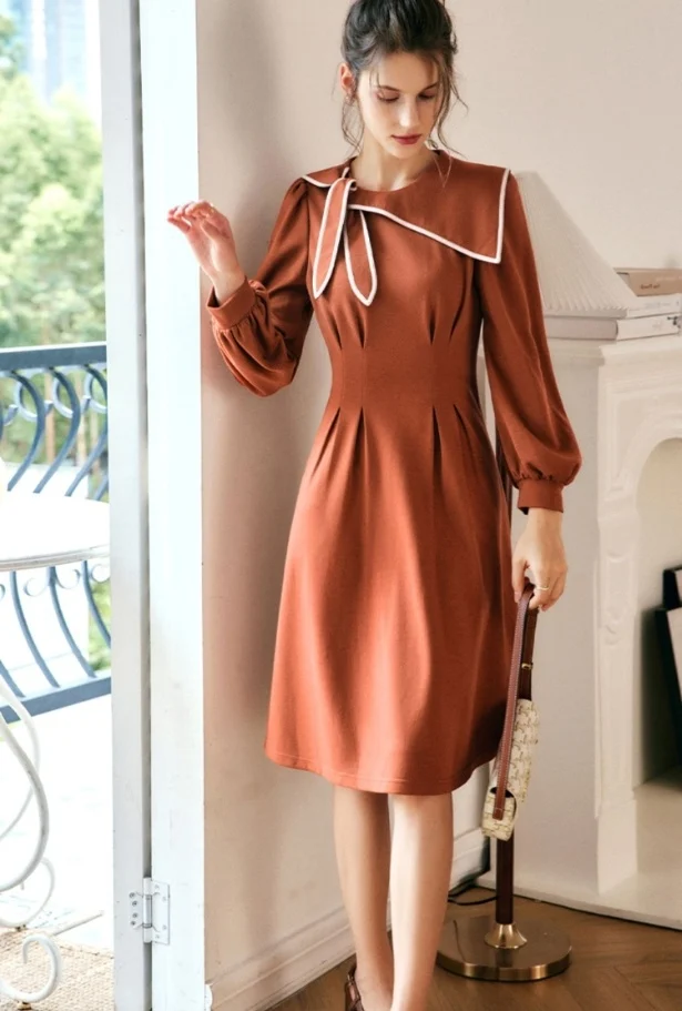 New 2023 Winter Autumn And Women's Clothing Bundle Sailor Collar Slim Dress Contrast Color Binding Irregular Cutting 1025
New 2023 Winter Autumn And Women's Clothing Bundle Sailor Collar Slim Dress Contrast Color Binding Irregular Cutting 1025