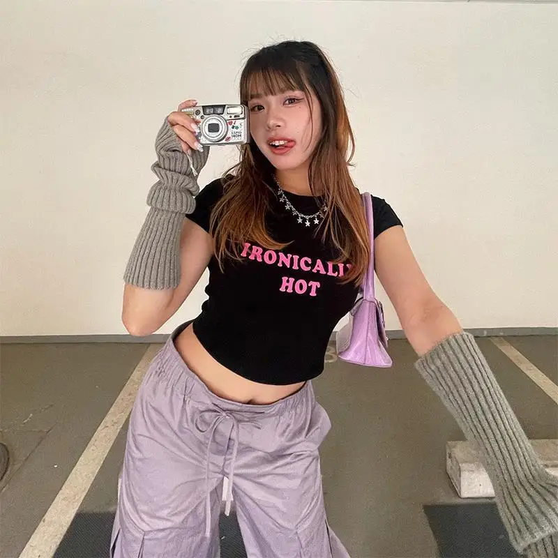 Ironically Hot Letter Printed Baby Tee 2000s Vintage Fairycore Crop Tops Female Trashy Y2k Graphic T-Shirts Raglan Short Sleeve
Ironically Hot Letter Printed Baby Tee 2000s Vintage Fairycore Crop Tops Female Trashy Y2k Graphic T-Shirts Raglan Short Sleeve