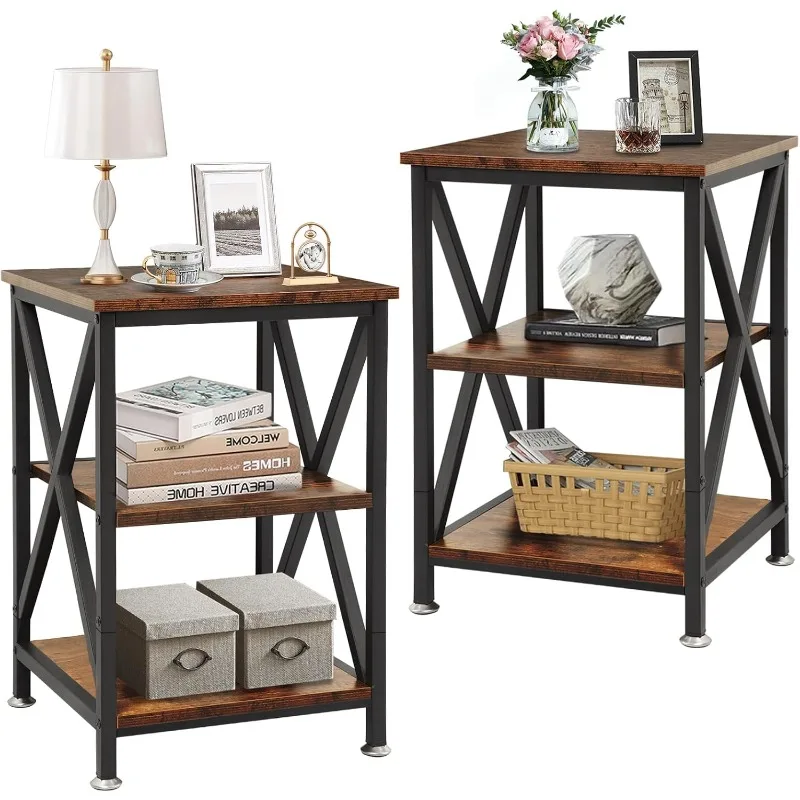 End Tables Living Room Set of 2 Farmhouse, Side Table with Storage Shelf, 3 Tier Side Table Set of 2, X-Shaped Night Stands
End Tables Living Room Set of 2 Farmhouse, Side Table with Storage Shelf, 3 Tier Side Table Set of 2, X-Shaped Night Stands