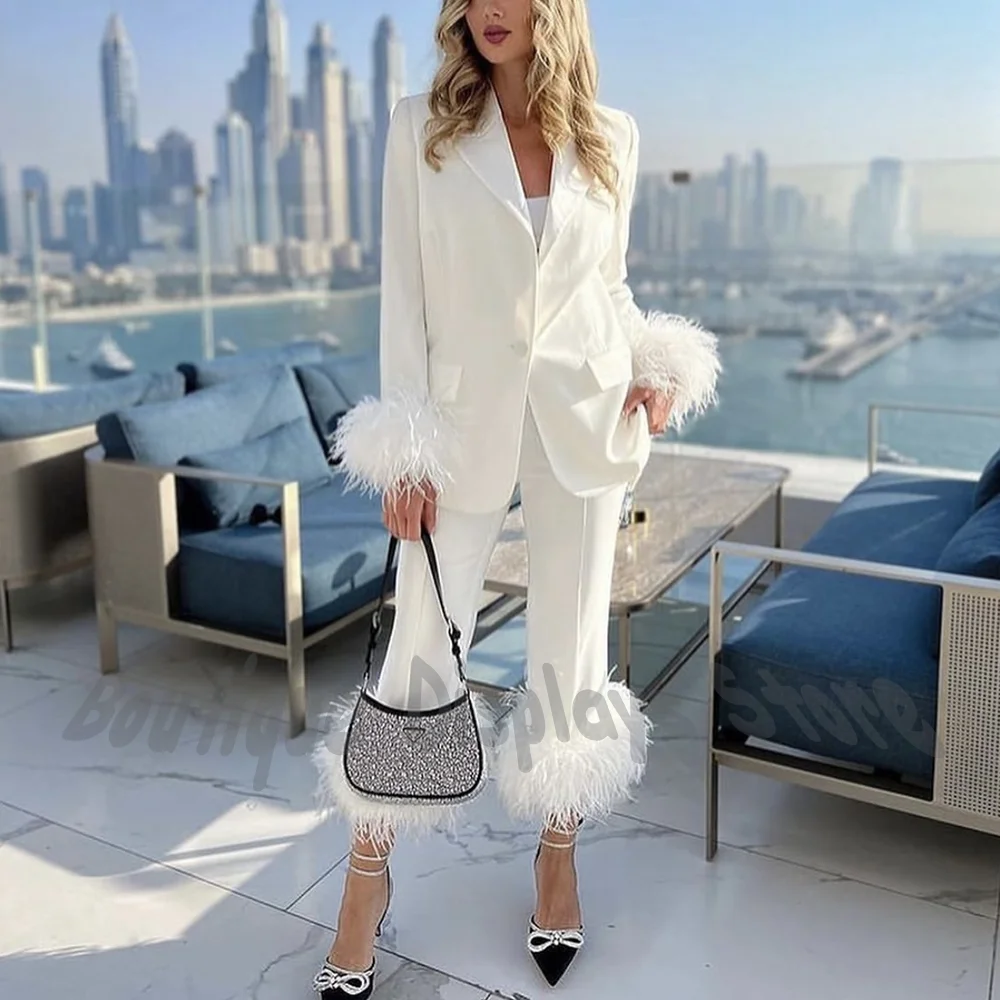 Sophisticated Women's Suit Two Pieces Ankle Length Luxury Feather Jacket Pants Chic Single Button Banquet Party Event Outfit
Sophisticated Women's Suit Two Pieces Ankle Length Luxury Feather Jacket Pants Chic Single Button Banquet Party Event Outfit