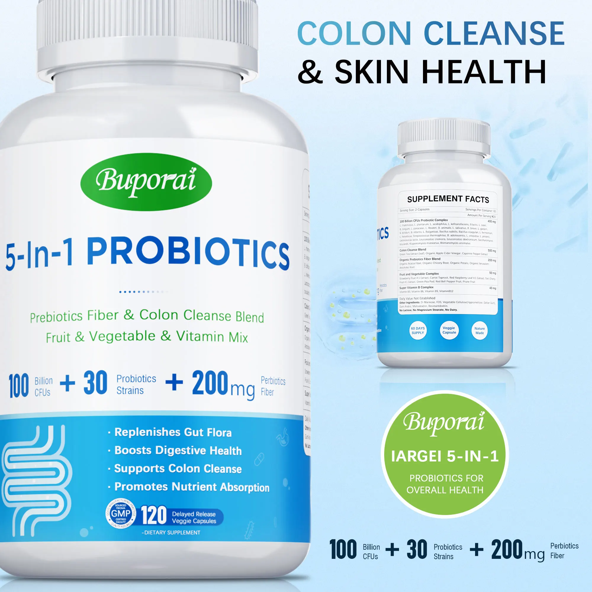 Пробиотики 5-в-1 — уменьшают газообразование и запоры, способствуют здоровью кишечника, метаболизму, контролю веса, повышают иммунитет
Пробиотики 5-в-1 — уменьшают газообразование и запоры, способствуют здоровью кишечника, метаболизму, контролю веса, повышают иммунитет