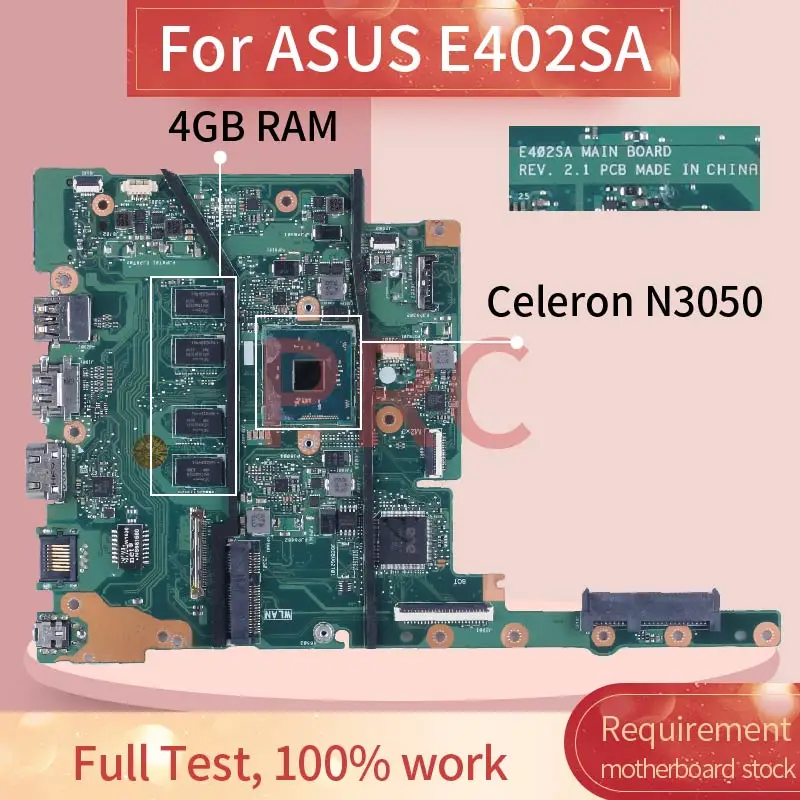 E402SA For ASUS E402SA E402S E502SA E502S Laptop Motherboard SR29H Celeron N3050 69N0SXM1BA00 DDR3 Notebook Mainboard Tested
E402SA For ASUS E402SA E402S E502SA E502S Laptop Motherboard SR29H Celeron N3050 69N0SXM1BA00 DDR3 Notebook Mainboard Tested