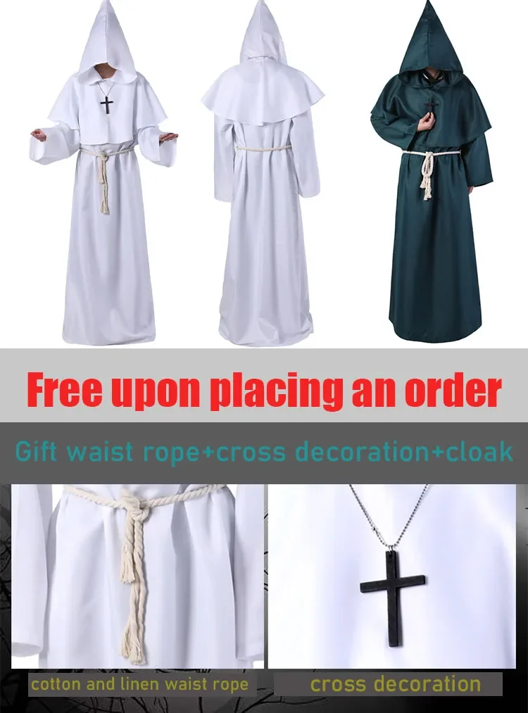 Monk robe, Halloween cosplay costume, wizard costume, priest costume, Medieval monk costume,COS costume, stage costume
Monk robe, Halloween cosplay costume, wizard costume, priest costume, Medieval monk costume,COS costume, stage costume