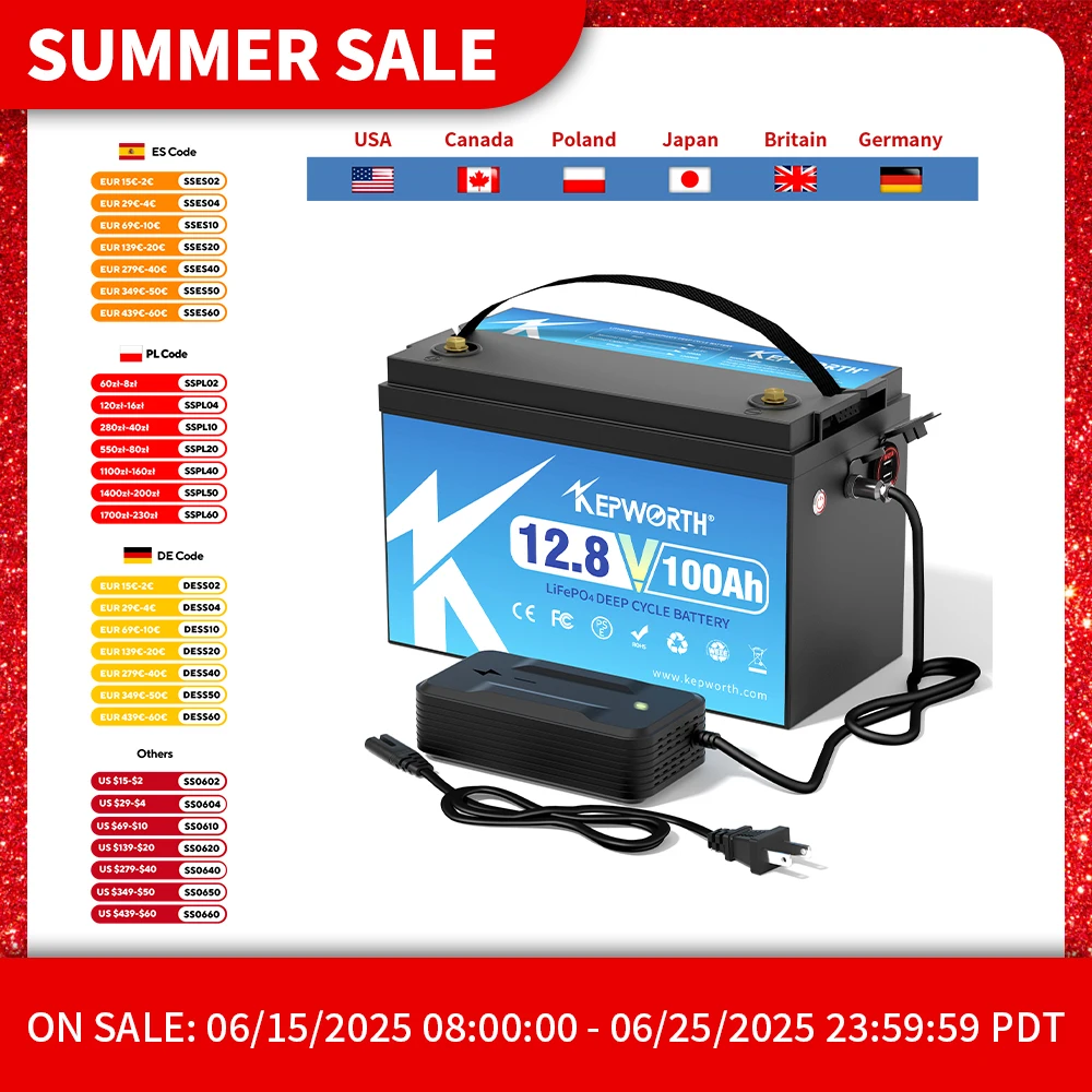 Limited Time Promotion EU Stock 12V Lifepo4 Battery 100Ah 120Ah 200Ah Support Series/Parallel for RV Marine Trolling Motor
Limited Time Promotion EU Stock 12V Lifepo4 Battery 100Ah 120Ah 200Ah Support Series/Parallel for RV Marine Trolling Motor