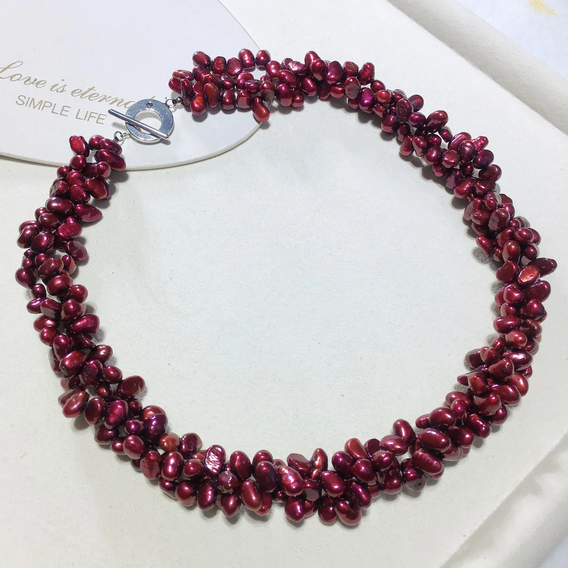 Vintage Red Baroque Pearl Necklace, Elegant Multi-layer, Wine Red Freshwater Baroque Pearl Chain
Vintage Red Baroque Pearl Necklace, Elegant Multi-layer, Wine Red Freshwater Baroque Pearl Chain