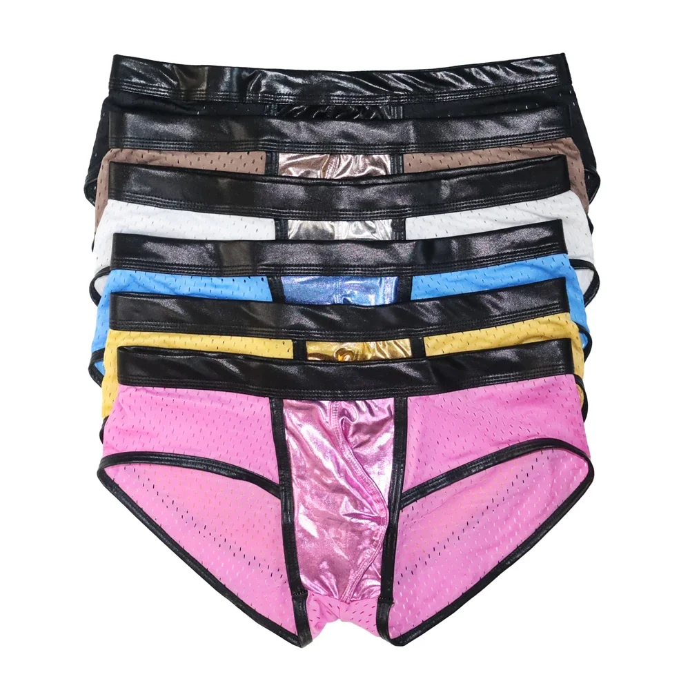3pcs/Lot Men's Underwear Splicing Mesh Faux Leather Bulge Pouch Boxer Shorts Breathable Underpants Male Boxershorts Mini Trunks
3pcs/Lot Men's Underwear Splicing Mesh Faux Leather Bulge Pouch Boxer Shorts Breathable Underpants Male Boxershorts Mini Trunks