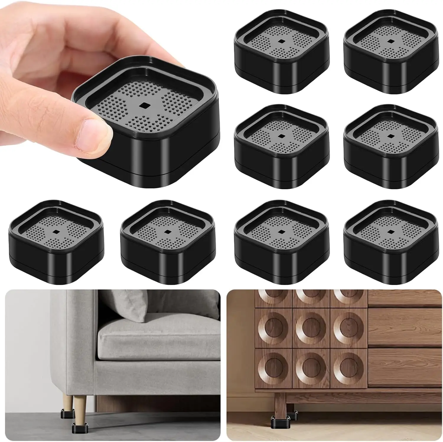 8 Pack Adjustable Furniture Risers, 1-2 Inch Heavy Duty Lifts for Bed Desk Table Couch Sofa Chair Legs, Black
8 Pack Adjustable Furniture Risers, 1-2 Inch Heavy Duty Lifts for Bed Desk Table Couch Sofa Chair Legs, Black