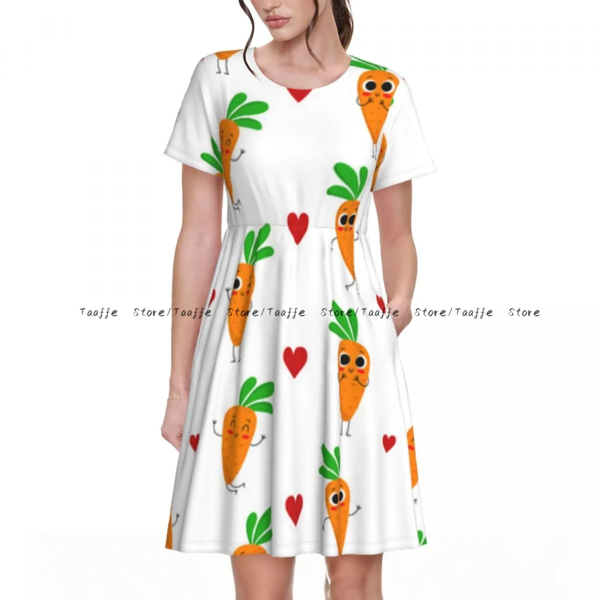 Summer Women's Short Sleeve Waist Dress Women Carrots Cute Vegetable Hearts Round Neck Casual Dress
Summer Women's Short Sleeve Waist Dress Women Carrots Cute Vegetable Hearts Round Neck Casual Dress