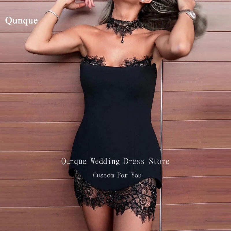 Qunque Black Mini Prom Dress Charming Lace Beadings Formal Prom Gowns Birthday Dress Woman Sexy Vestidos Elegantes Customized
Qunque Black Mini Prom Dress Charming Lace Beadings Formal Prom Gowns Birthday Dress Woman Sexy Vestidos Elegantes Customized
