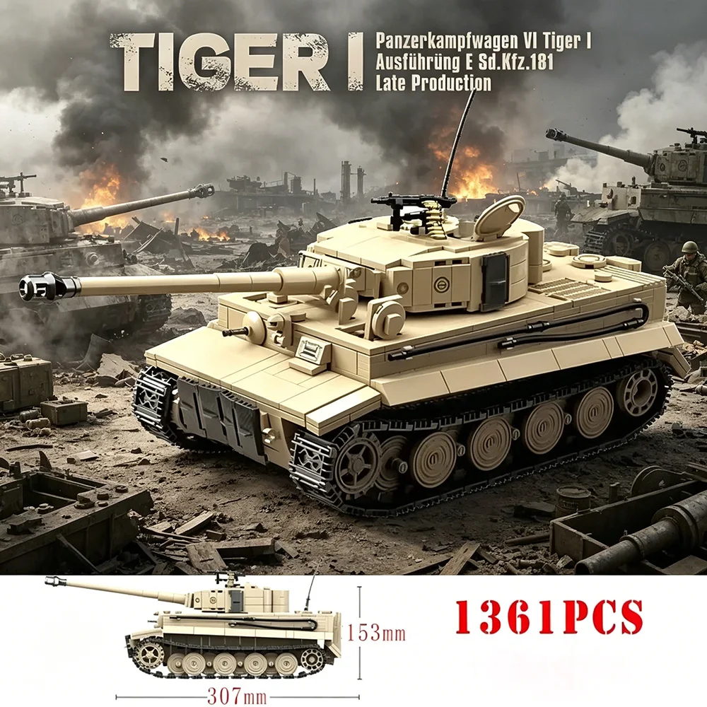 1361 Pcs Army Tiger I Heavy Tank Building Blocks, Military Assembly Bricks, Holiday Toy Gift for Kids
1361 Pcs Army Tiger I Heavy Tank Building Blocks, Military Assembly Bricks, Holiday Toy Gift for Kids