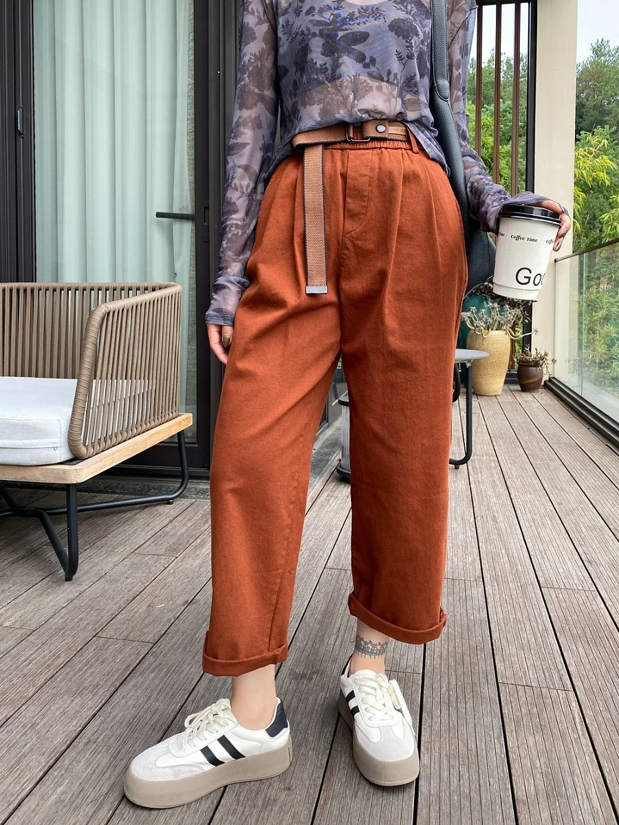 Женские повседневные брюки-карроты с высокой талией, осенняя новинка, универсальные, свободные, утягивающие, укороченные, в корейском стиле, для работы и повседневной носки
Женские повседневные брюки-карроты с высокой талией, осенняя новинка, универсальные, свободные, утягивающие, укороченные, в корейском стиле, для работы и повседневной носки