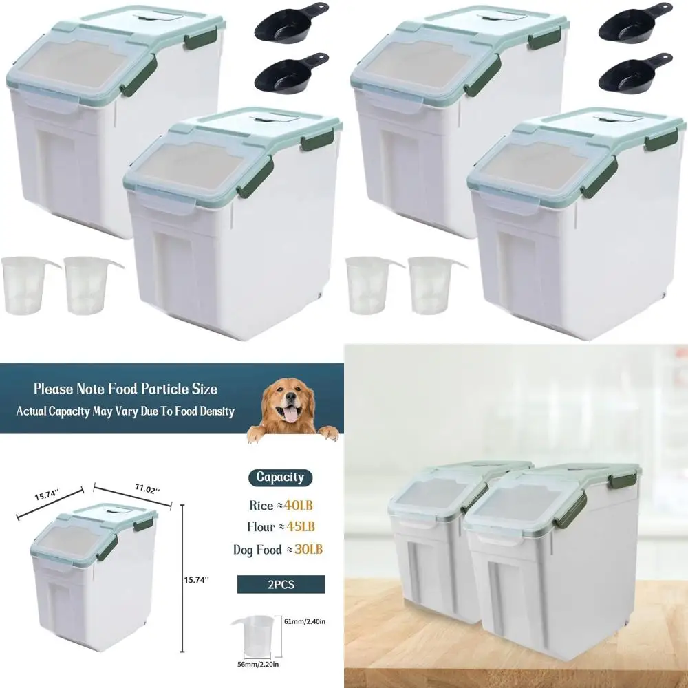 Green Rice and Flour Storage Containers with Measuring Cup and Wheels for Pet Food, Dry Goods, Sugar, and Cereal
Green Rice and Flour Storage Containers with Measuring Cup and Wheels for Pet Food, Dry Goods, Sugar, and Cereal