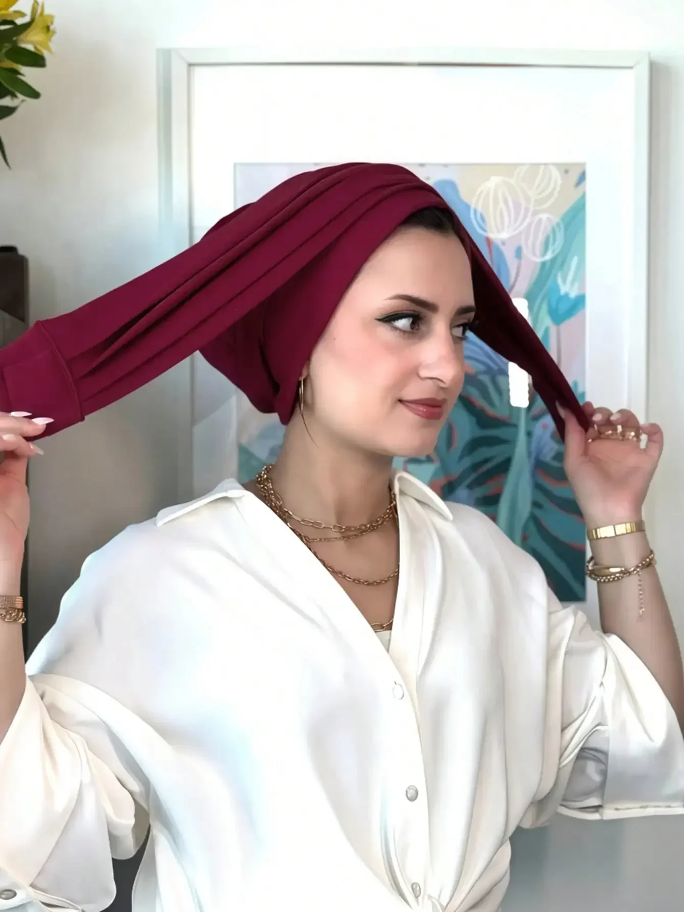 2026 1pc Women's Classic 2-In-1 Turban Headscarf & Headband, Pleated Design, High-Elastic Jersey Fabric, Moisture-Wicking & Breathable, Suitable For Muslim Daily Life And Gatherings
2026 1pc Women's Classic 2-In-1 Turban Headscarf & Headband, Pleated Design, High-Elastic Jersey Fabric, Moisture-Wicking & Breathable, Suitable For Muslim Daily Life And Gatherings