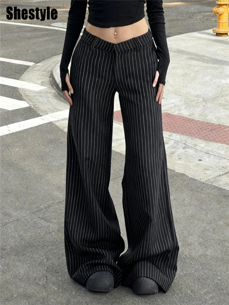 Shestyle Striped Streetwear Flare Pants for Women Low Waist Elegant Fashion Pocket Side Zipper Casual Staight Trousers Office
Shestyle Striped Streetwear Flare Pants for Women Low Waist Elegant Fashion Pocket Side Zipper Casual Staight Trousers Office