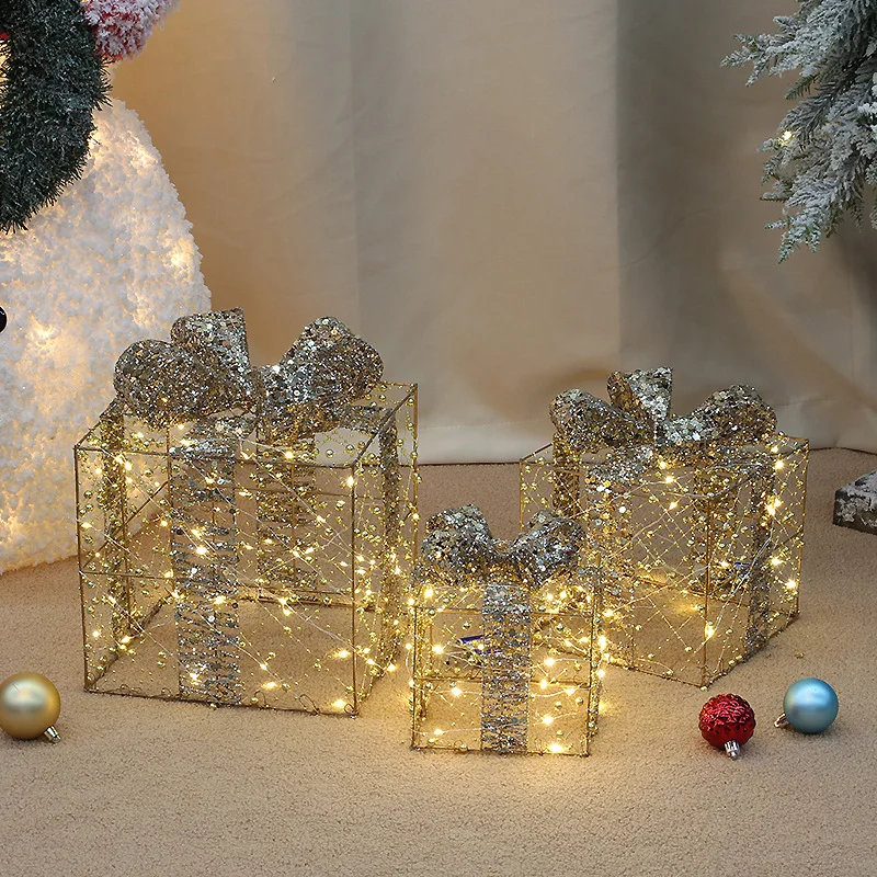 Christmas wrought iron Three-piece Gift Box Christmas Tree Ornaments Luminous Iron Art Home Outdoor Christmas Decorations Mall
Christmas wrought iron Three-piece Gift Box Christmas Tree Ornaments Luminous Iron Art Home Outdoor Christmas Decorations Mall