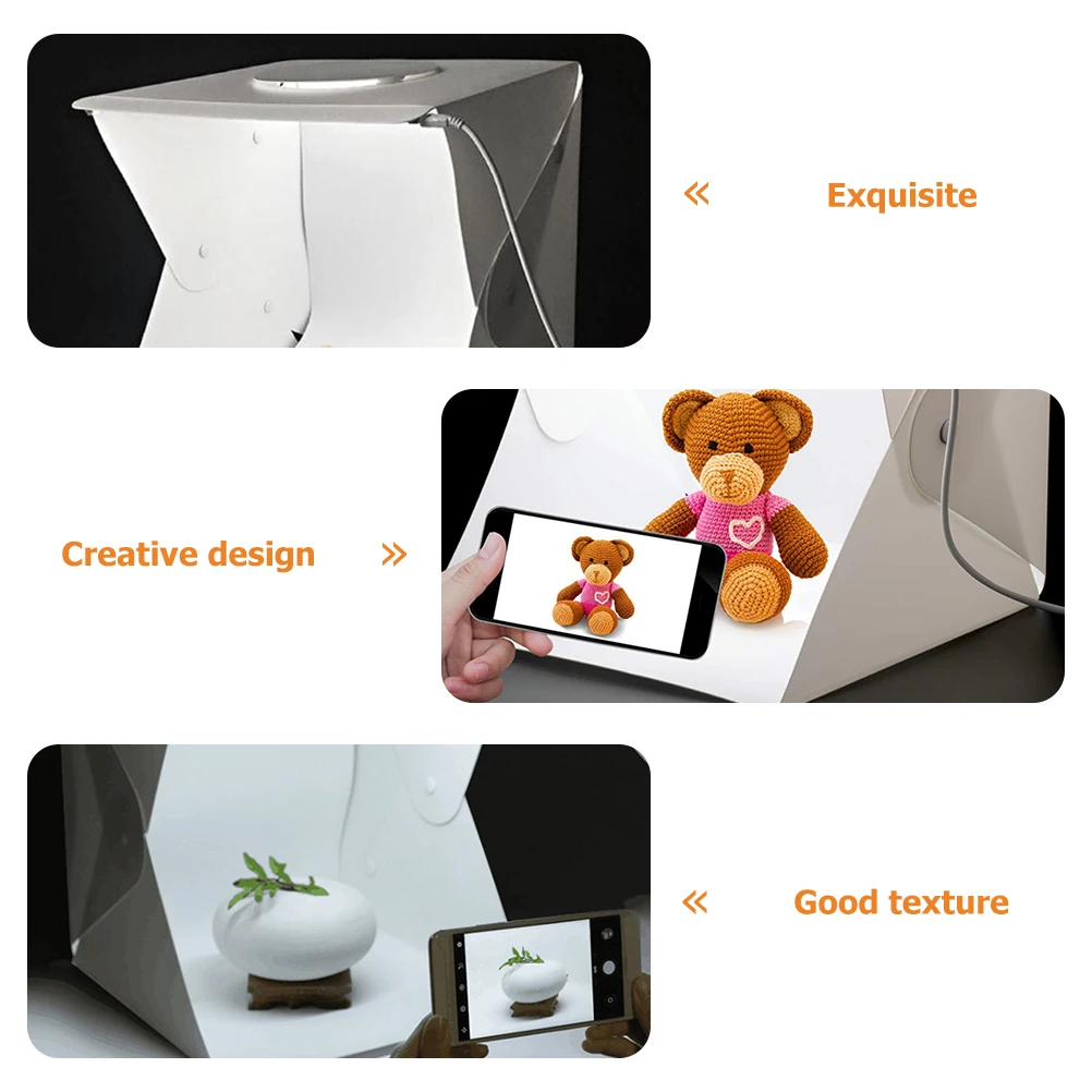 1 set 30cm Mini LED Light Box Beads for Jewelry Photography Studio Equipment White Black Backdrops Soft Brightness
1 set 30cm Mini LED Light Box Beads for Jewelry Photography Studio Equipment White Black Backdrops Soft Brightness
