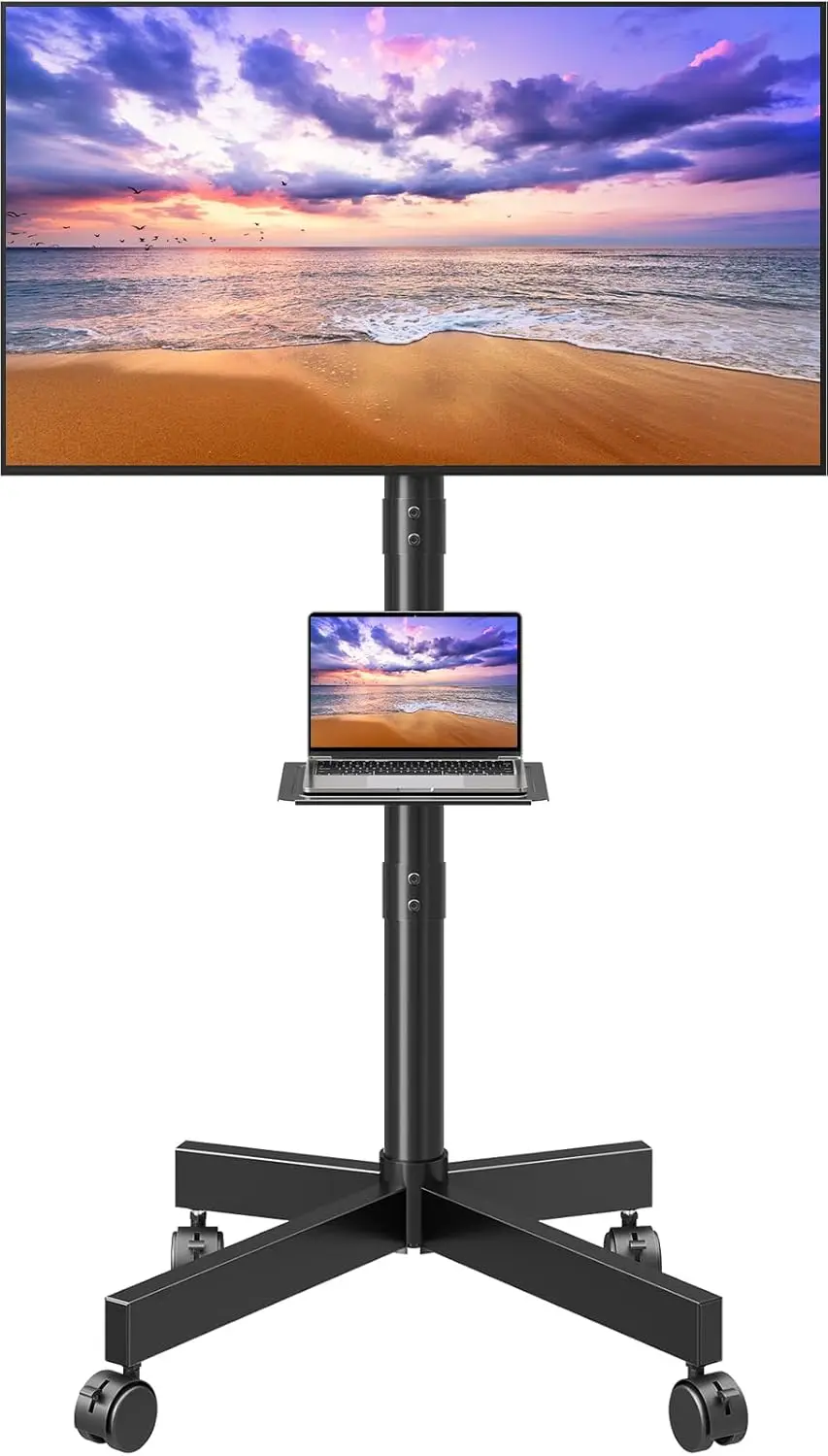 Universal Mobile TV Stand for 23-60" TVs, Tilt & Rolling Cart with Shelf, Max VESA 400x400mm, Holds 77lbs
Universal Mobile TV Stand for 23-60" TVs, Tilt & Rolling Cart with Shelf, Max VESA 400x400mm, Holds 77lbs