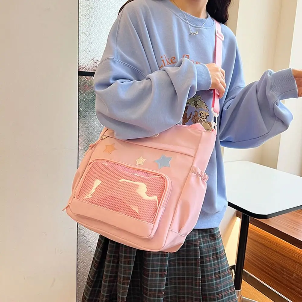 Simple Transparent Star Itabag Solid Color JK Canvas Crossbody Bag Badge Display Nylon Student School Bag Travel
Simple Transparent Star Itabag Solid Color JK Canvas Crossbody Bag Badge Display Nylon Student School Bag Travel