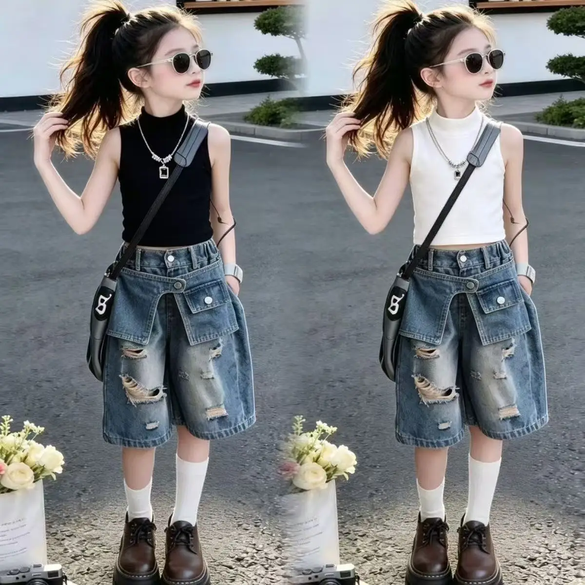 Girls' Summer Set 2026 New Teenager Children's Fashion Tank Top+Cowboy Midpants Two Piece Set 5-14 Years
Girls' Summer Set 2026 New Teenager Children's Fashion Tank Top+Cowboy Midpants Two Piece Set 5-14 Years