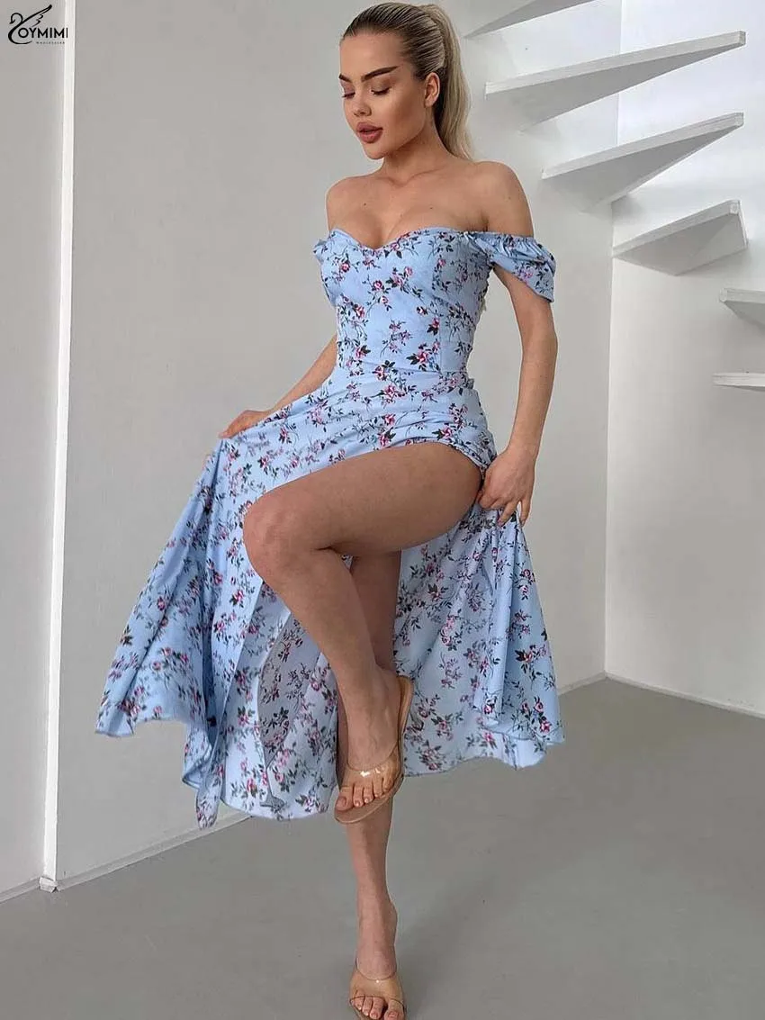 Oymimi Elegant Blue Print Women's Dress Fashion Short Sleeve Open Back Lace-Up Dresses Casual Side Slit Ankle-Length Dresses
Oymimi Elegant Blue Print Women's Dress Fashion Short Sleeve Open Back Lace-Up Dresses Casual Side Slit Ankle-Length Dresses