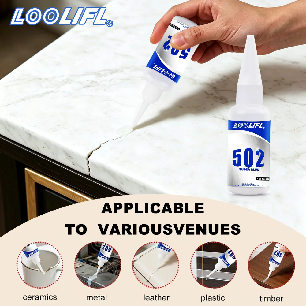 Loolifl 502 Super Glue Strong Adhesive Instant Quick Dry Glue for Ceramic Metal Leather Plastic Wood Multi-Purpose Repair Glue
Loolifl 502 Super Glue Strong Adhesive Instant Quick Dry Glue for Ceramic Metal Leather Plastic Wood Multi-Purpose Repair Glue