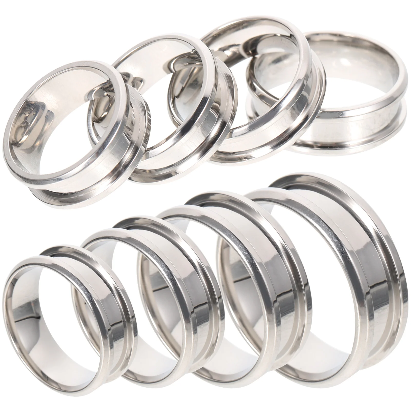 8 Pcs Titanium Steel Rings 8mm Colored Smooth Durable Grooved Design Stainless Blanks Silver Metal Inlay Finger Decor
8 Pcs Titanium Steel Rings 8mm Colored Smooth Durable Grooved Design Stainless Blanks Silver Metal Inlay Finger Decor