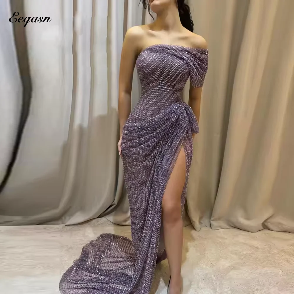Modest Women Prom Dresses Strapless Draped Formal Evening Gown Long Mermaid Leg Split Party Wedding Robes De Soirée Customized
Modest Women Prom Dresses Strapless Draped Formal Evening Gown Long Mermaid Leg Split Party Wedding Robes De Soirée Customized