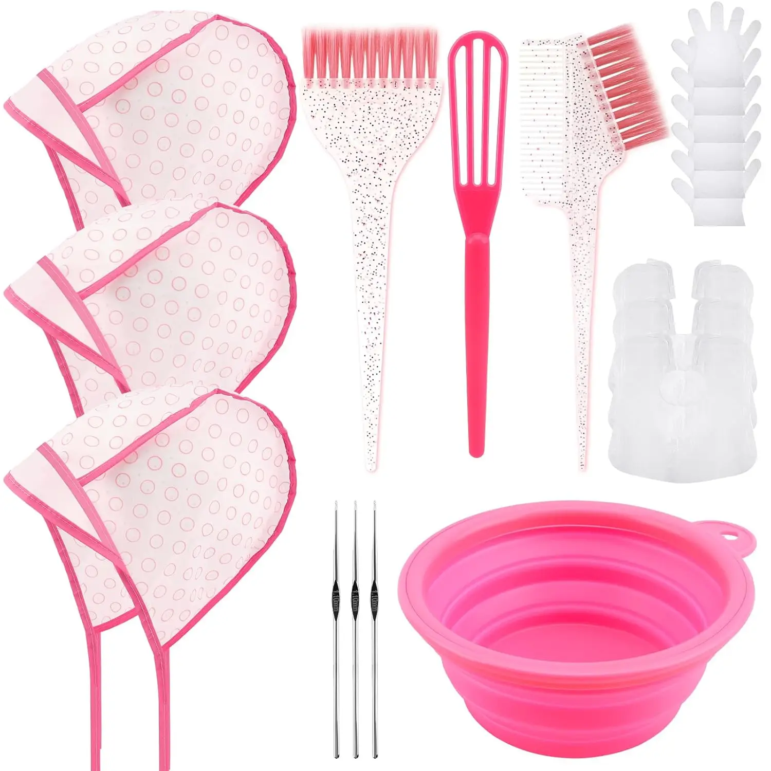 19PCS Hair Bleach Highlighting Kit with Dye Brush and Bowl Set, Highlight Cap, Gloves, Cape for Home Salon Use
19PCS Hair Bleach Highlighting Kit with Dye Brush and Bowl Set, Highlight Cap, Gloves, Cape for Home Salon Use