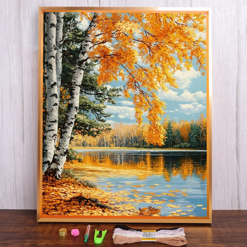 Landscape Autumn Lake Pre-Printed Cross-Stitch Embroidery Patterns Handiwork Hobby Painting Needlework Design Jewelry Magic
Landscape Autumn Lake Pre-Printed Cross-Stitch Embroidery Patterns Handiwork Hobby Painting Needlework Design Jewelry Magic
