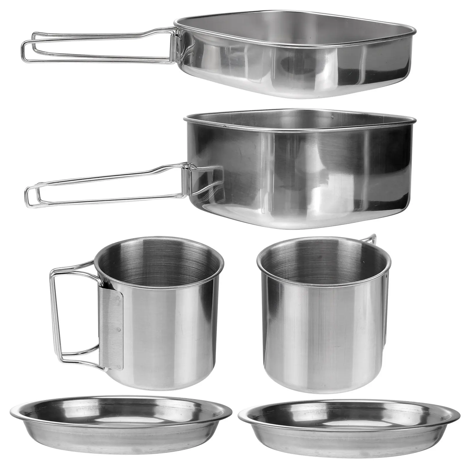 6-Piece Stainless Steel Picnic Set Portable Foldable Cookware Kit with Heat-Insulated Handles for Camping Hiking Backpacking
6-Piece Stainless Steel Picnic Set Portable Foldable Cookware Kit with Heat-Insulated Handles for Camping Hiking Backpacking