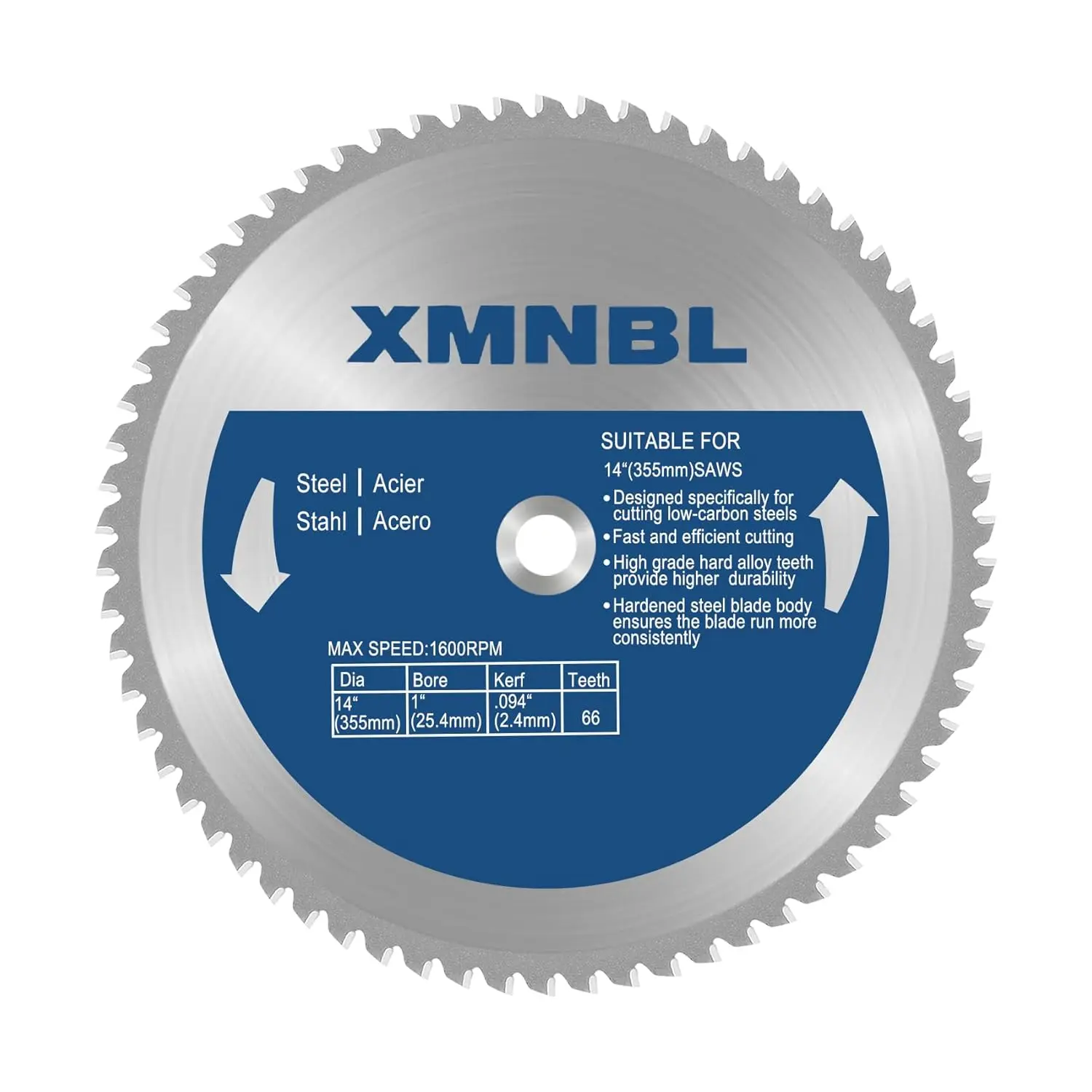 14 Inch Metal Cutting Saw Blade, 66 Teeth for Mild Steel, Replacement Chop Saw Blade
14 Inch Metal Cutting Saw Blade, 66 Teeth for Mild Steel, Replacement Chop Saw Blade
