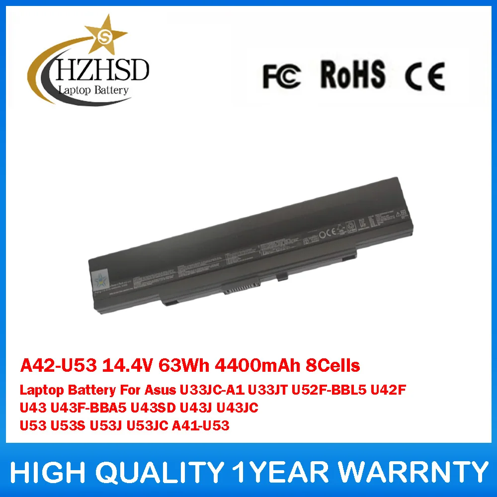 A42-U53 14.4V 63Wh 4400mAh 8Cells Laptop Battery For Asus U33JC-A1 U33JT U52F-BBL5 U42F U43 U43F-BBA5 U43SD U43J U43JC U53 U53S
A42-U53 14.4V 63Wh 4400mAh 8Cells Laptop Battery For Asus U33JC-A1 U33JT U52F-BBL5 U42F U43 U43F-BBA5 U43SD U43J U43JC U53 U53S