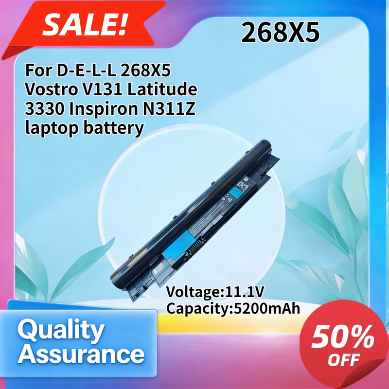 High quality 5200mAh Compatible with D-E-L-L 268X5 Vostro V131 Latitude 3330 Inspiron N311Z laptop battery
High quality 5200mAh Compatible with D-E-L-L 268X5 Vostro V131 Latitude 3330 Inspiron N311Z laptop battery