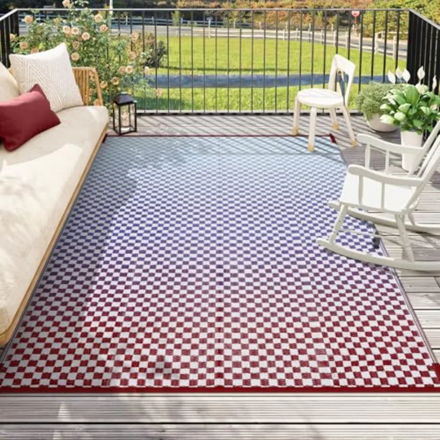 8x10 Waterproof Outdoor Rug - Blue Purple Ombre Checkered Patio Rug, Lightweight Reversible Polypropylene Mat for Deck Porch RV
8x10 Waterproof Outdoor Rug - Blue Purple Ombre Checkered Patio Rug, Lightweight Reversible Polypropylene Mat for Deck Porch RV