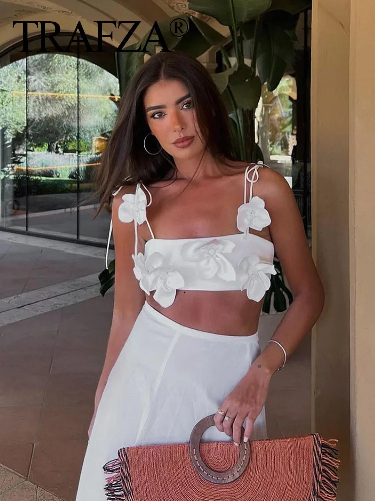 TRAFZA Summer Fashion Female Sexy Solid 3D Flower Lace Up Crop Top Woman New 2024 Sexy Backless Sleeveless Halter Camisole
TRAFZA Summer Fashion Female Sexy Solid 3D Flower Lace Up Crop Top Woman New 2024 Sexy Backless Sleeveless Halter Camisole