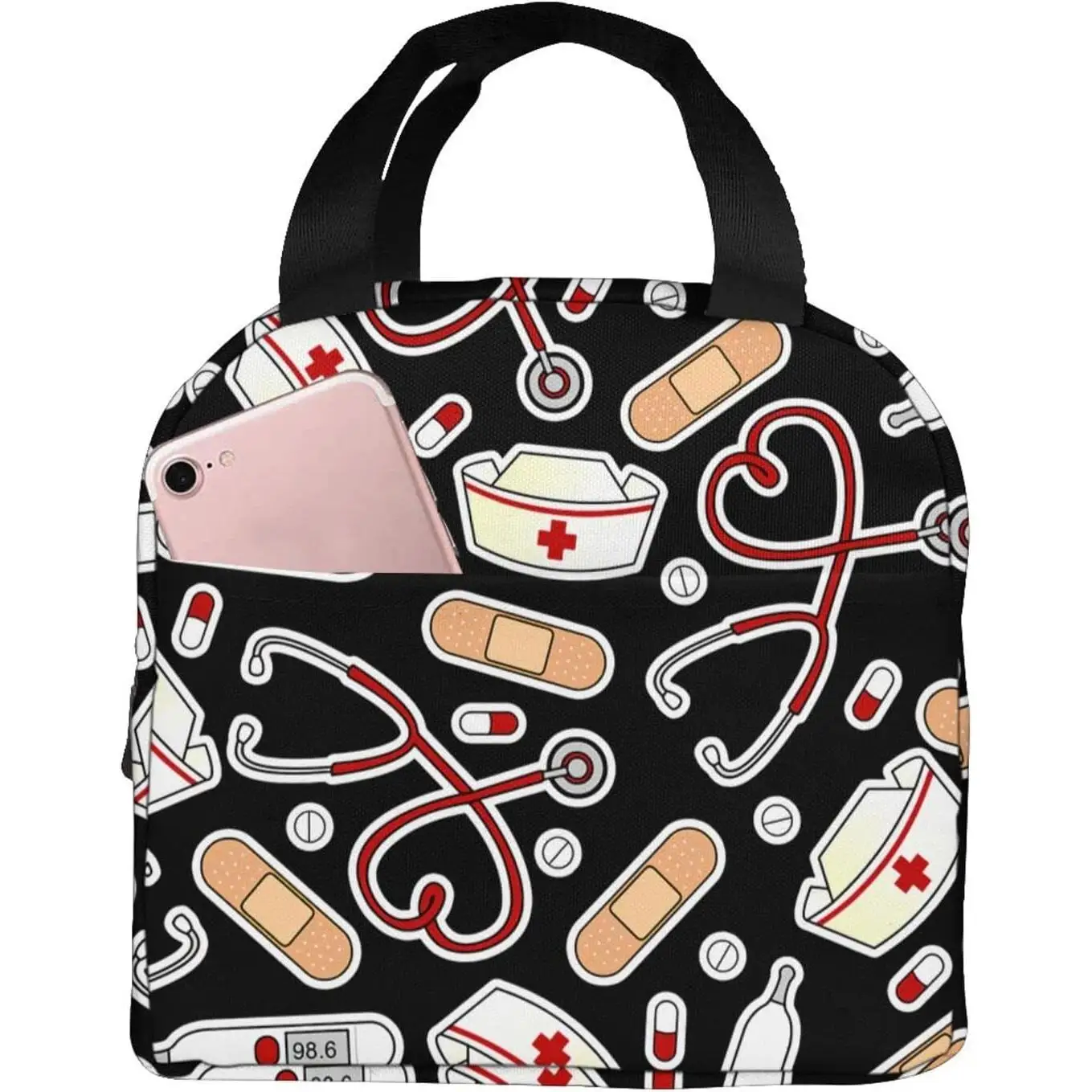 Nurse Theme Lunch Bag for Women Insulated Tote Bag Reusable Cooler Lunch Box for Work Picnic Travel, One Size
Nurse Theme Lunch Bag for Women Insulated Tote Bag Reusable Cooler Lunch Box for Work Picnic Travel, One Size