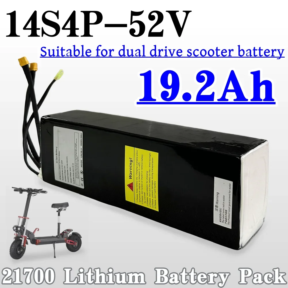 21700 Lithium Battery Pack 14S4P 52V 19.2Ah Rechargeable Battery Dual Port Fast Charging Suitable For Dual Drive Electric Scoote
21700 Lithium Battery Pack 14S4P 52V 19.2Ah Rechargeable Battery Dual Port Fast Charging Suitable For Dual Drive Electric Scoote