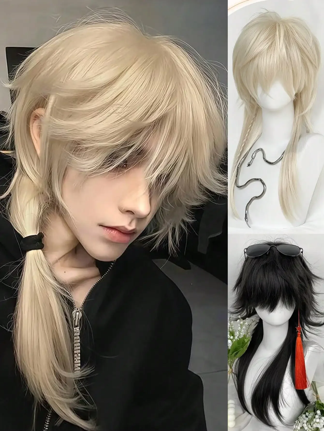 Black Blonde Long Straight Wig Synthetic Mullet Head Wig Wolf Tail Layered Fluffy Women And Men Wig For Daily Party Lolita Cosplay Wig 65CM
Black Blonde Long Straight Wig Synthetic Mullet Head Wig Wolf Tail Layered Fluffy Women And Men Wig For Daily Party Lolita Cosplay Wig 65CM