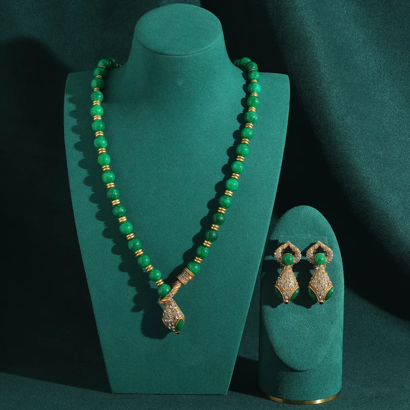 Gold Color Vintage Green Jewelry Set Snake Head Style Glaze Beaded Pendent Necklaces Geometry Earrings Rhinestone Women 2026
Gold Color Vintage Green Jewelry Set Snake Head Style Glaze Beaded Pendent Necklaces Geometry Earrings Rhinestone Women 2026