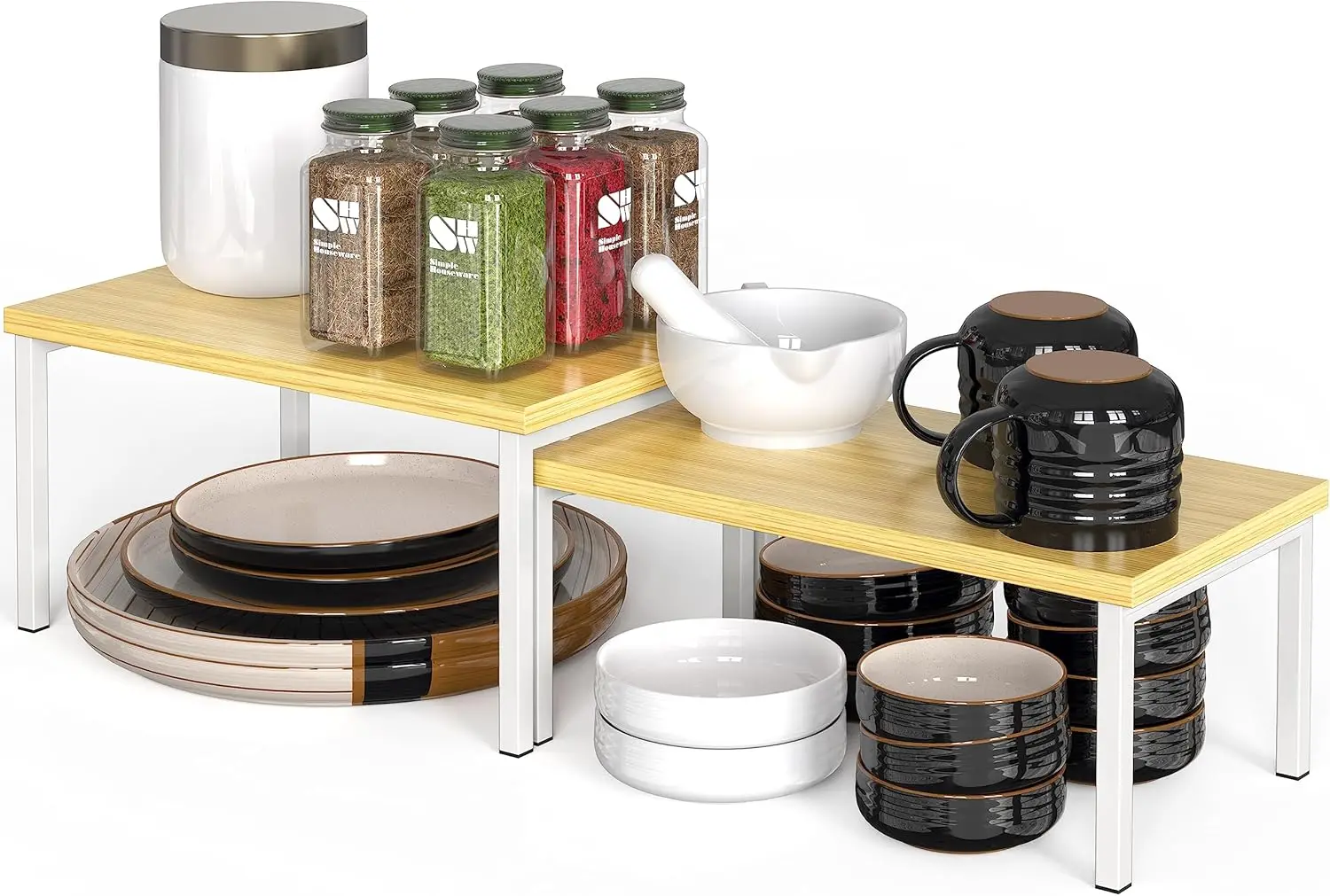 Wooden Top Expandable Stackable Kitchen Cabinet and Counter Shelf Organizer, Oak
Wooden Top Expandable Stackable Kitchen Cabinet and Counter Shelf Organizer, Oak