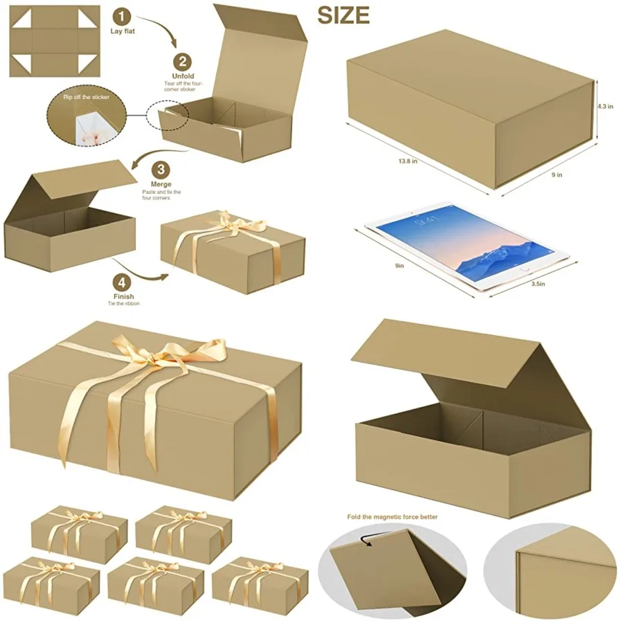 6 Pack Large Gift Boxes 13.8x9x4.3 Inch Luxury Gift Boxes with Lids, Magnetic Closure Gift Box for Present Packaging Box for Mo
6 Pack Large Gift Boxes 13.8x9x4.3 Inch Luxury Gift Boxes with Lids, Magnetic Closure Gift Box for Present Packaging Box for Mo